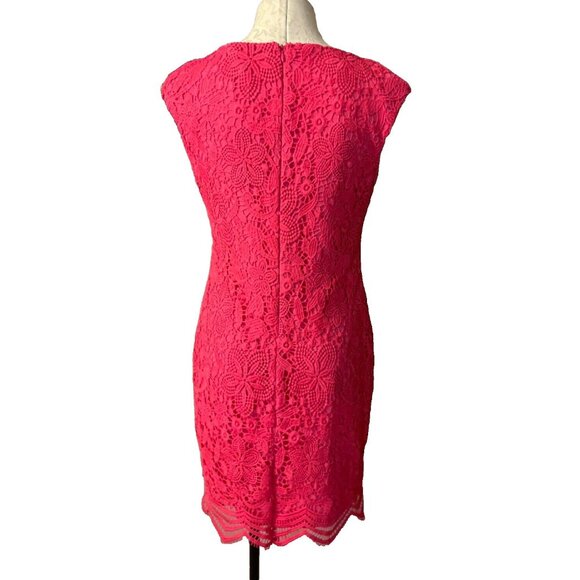 Anne Klein Dress 6 Pink Stretch Lace Cap Sleeve Career Church Party Summer - Picture 7 of 8